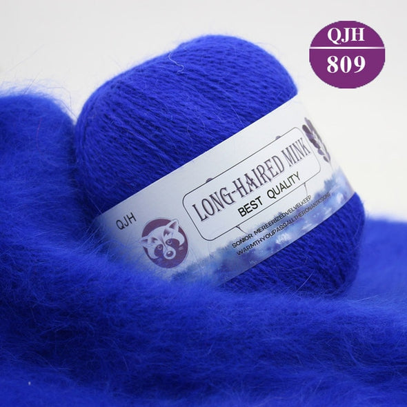3 Balls Mink Cashmere Yarn, Luxury Fur Hairy Long Plush Mink Cashmere Yarn for Hand Knitting Crochet DIY Project 150g (Light Blue)