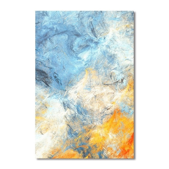 Blue & Yellow Abstract on Canvas
